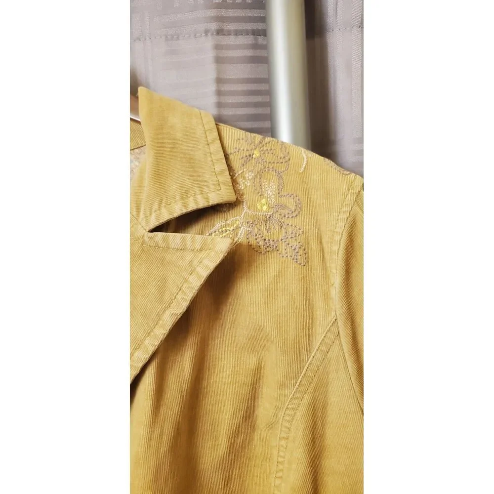 Avenue Jeans Tan Corduroy Jacket‎ Embroidery Size 18/20